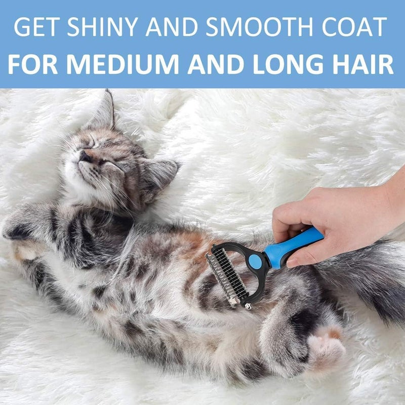 BROCCOLIN Pet Grooming Brush for Dogs & Cats - Double-Sided Dematting & Deshedding Tool for Undercoat, Shedding, Tangles, Mats & Hairballs - Gentle, Safe Grooming Comb for Short & Long Haired Pets - Image 4
