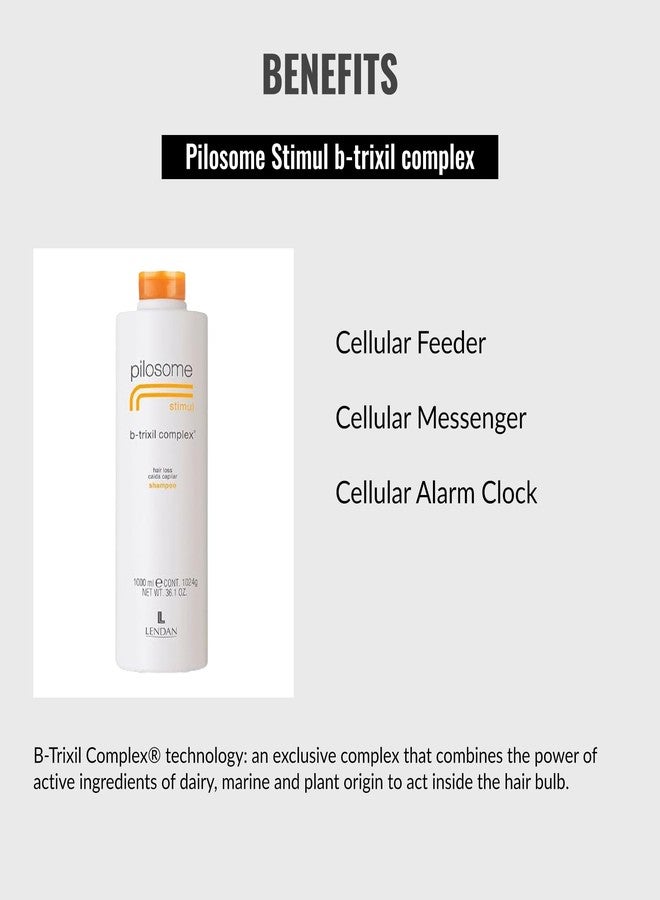 Lendan - Gentle Specific Shampoo - Pilosome Stimul B-Trixil Complex - 1000 ml - Removes Excess Sebum - Helps Improve the Appearance of Thin and Weakened Hair - Soft and Silky Finish - Image 3