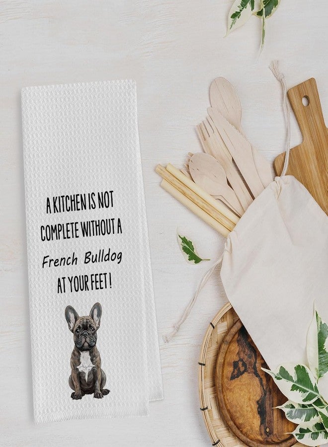 Geqtt French Bulldog Dish Towels - Funny French Bulldog Decorative Waffle Weave Kitchen Towels, Hand Towel, Tea Towel (16×24 Inches) - Image 3