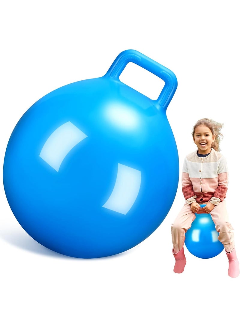Soofam Kids Hopper Ball with Handle, 18 Inch Blue Jumping Exercise Ball for Toddlers Boys & Girls, Indoor & Outdoor Sports, Fun School Games & Physical Activity Gift - Image 1