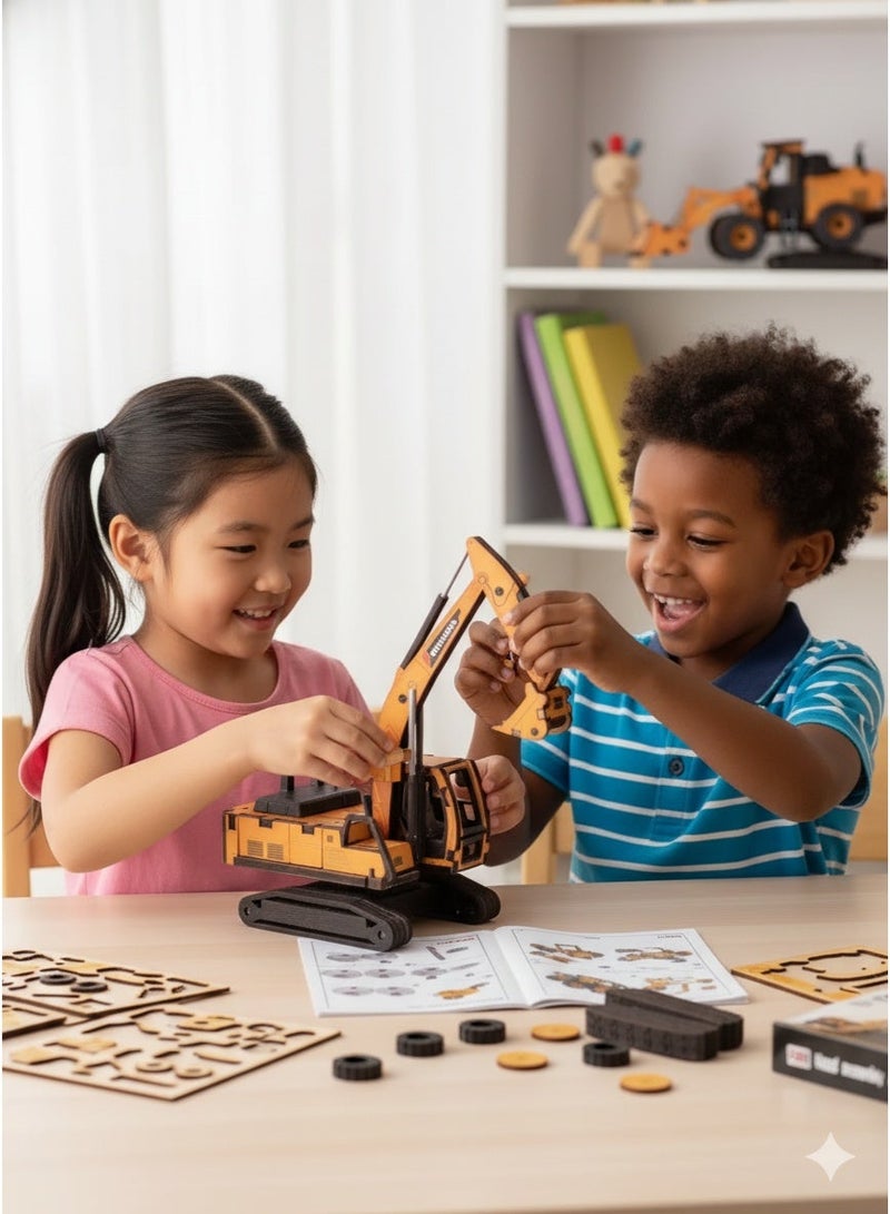 سعودي سيليكت لعبة حفارة خشبية ثلاثية الأبعاد جذابة - تعلم عملي في مجالات العلوم والتكنولوجيا والهندسة والرياضيات ومجموعة نماذج ممتعة للتجميع. - Image 2