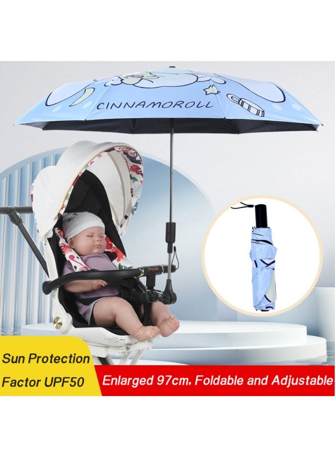Pink Vinyl Baby Stroller Sunshade Umbrella Pro Version 97cm Diameter Steel Frame Foldable Umbrella Universal Clamp Accessories for Sun Protection Suitable for Both Adults and Children Essential for Outings - Image 5
