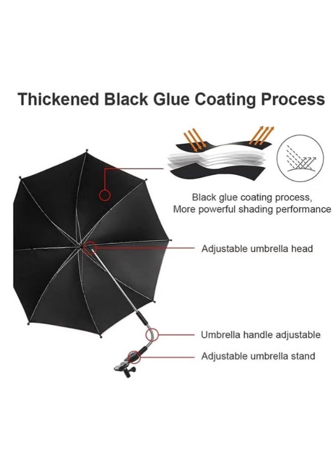 Pink Vinyl Baby Stroller Sunshade Umbrella Pro Version 97cm Diameter Steel Frame Foldable Umbrella Universal Clamp Accessories for Sun Protection Suitable for Both Adults and Children Essential for Outings - Image 3