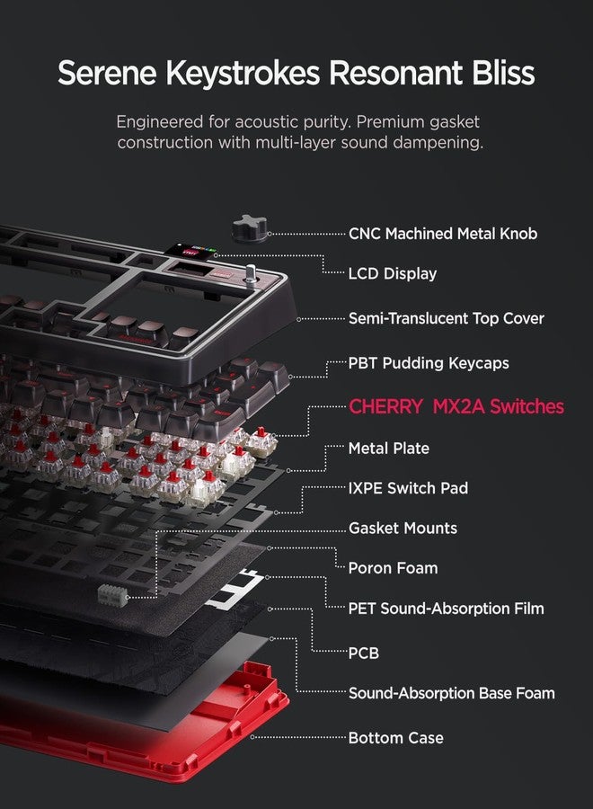 wegear PIXIU 98 Mechanical Gaming Keyboard with Button, Cherry MX2A Brown Switches, 8K Hz Polling, Tri-Mode Gasket Keyboard for PC/Mac/Laptop, Hot Swappable, PBT, RGB Backlight - Image 5