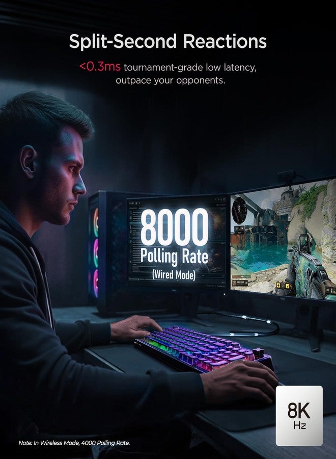 wegear PIXIU 98 Mechanical Gaming Keyboard with Button, Cherry MX2A Brown Switches, 8K Hz Polling, Tri-Mode Gasket Keyboard for PC/Mac/Laptop, Hot Swappable, PBT, RGB Backlight - Image 2