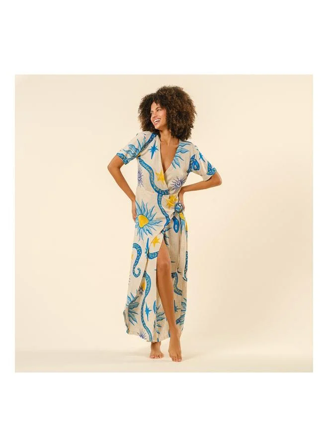 Zsa Zsa Zsu  Proti Digital Print Dress - Ecru for Women | Best Price UAE