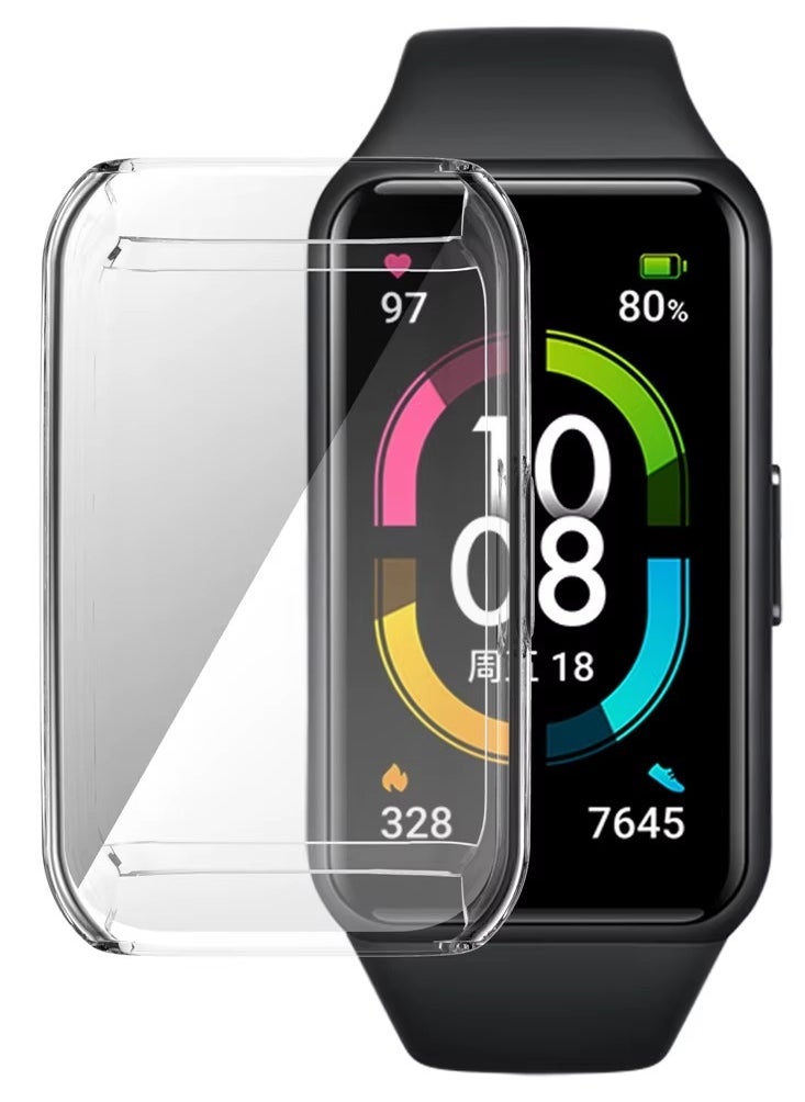 Generic Plating Case For Huawei Band 6/Huawei Band 7/Honor Band 6 Smart Watch Strap Full Bumper TPU Protective Cover Accessories Screen Protector (Clear)  - Image 1