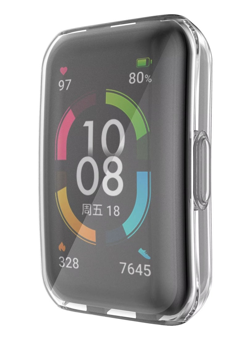 Generic Plating Case For Huawei Band 6/Huawei Band 7/Honor Band 6 Smart Watch Strap Full Bumper TPU Protective Cover Accessories Screen Protector (Clear)  - Image 2