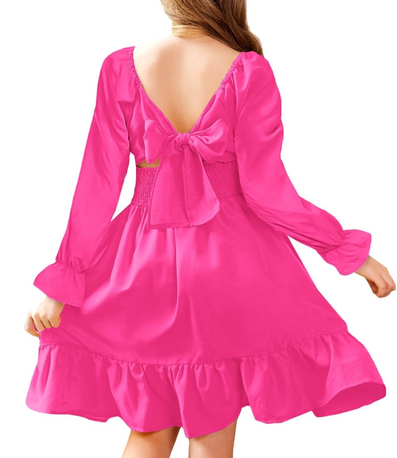 Arshiner Girls Dresses Hot Pink Birthday Cute Party Dress Tween Kid Dress Size 8 - Image 1