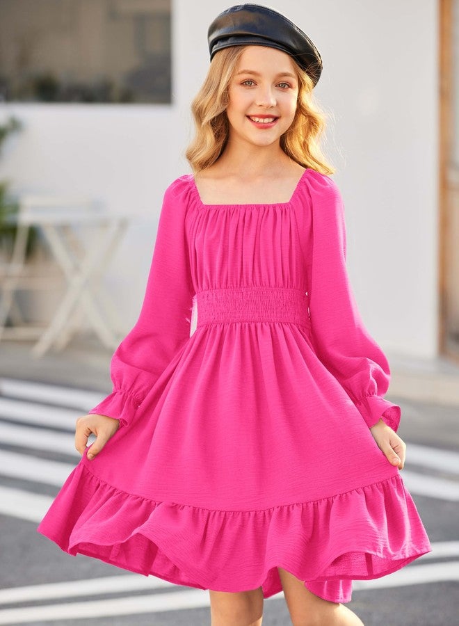 Arshiner Girls Dresses Hot Pink Birthday Cute Party Dress Tween Kid Dress Size 8 - Image 2