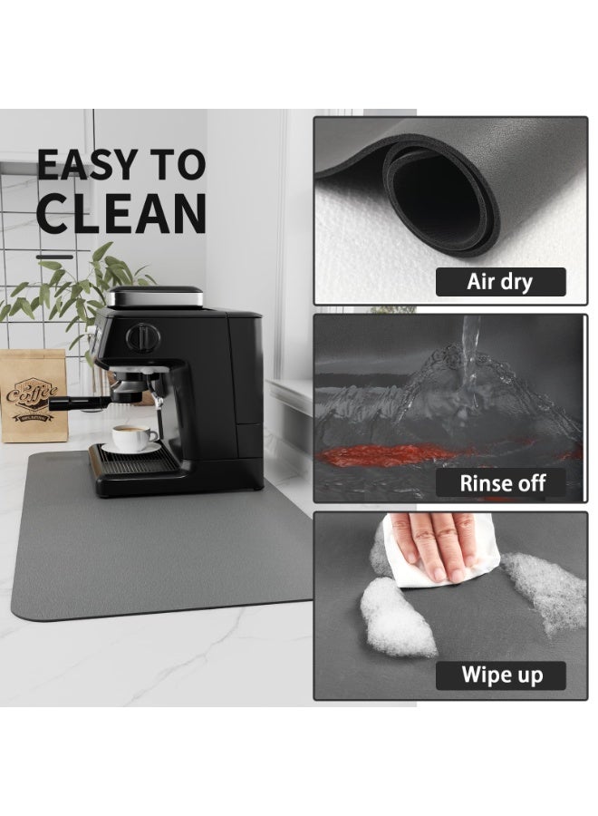kunshao Coffee Mat - Absorbent Hide Stain Rubber Backed Dish Drying Mat for Kitchen Counter - Bar Mats for Countertops Accessories Fit Under Coffee Maker Espresso Machine - Image 4