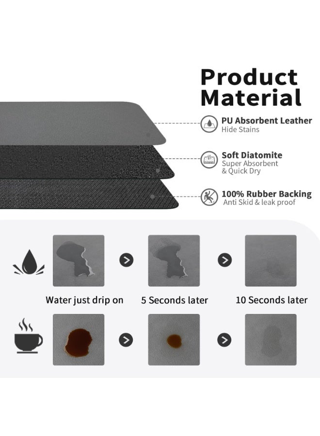 kunshao Coffee Mat - Absorbent Hide Stain Rubber Backed Dish Drying Mat for Kitchen Counter - Bar Mats for Countertops Accessories Fit Under Coffee Maker Espresso Machine - Image 2