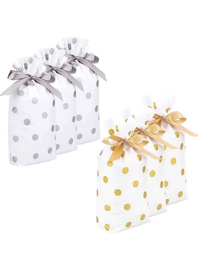Gold Polka Dot Drawstring Candy Bags 40 Pcs Plastic Drawstring Gift Bags with Drawstring Candy Bags Party Favor Bags Used  - Image 1
