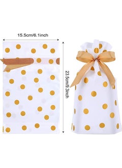 Generic Gold Polka Dot Drawstring Candy Bags 40 Pcs Plastic Drawstring Gift Bags with Drawstring Candy Bags Party Favor Bags Used  - Image 2