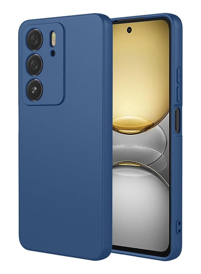 Case for Realme C75 / Realme 14X Liquid Gel Rubber Bumper Case with Soft Microfiber Lining Cushion Slim Shockproof Protective with Camera Protection Cover for realme C75 / 14X Blue