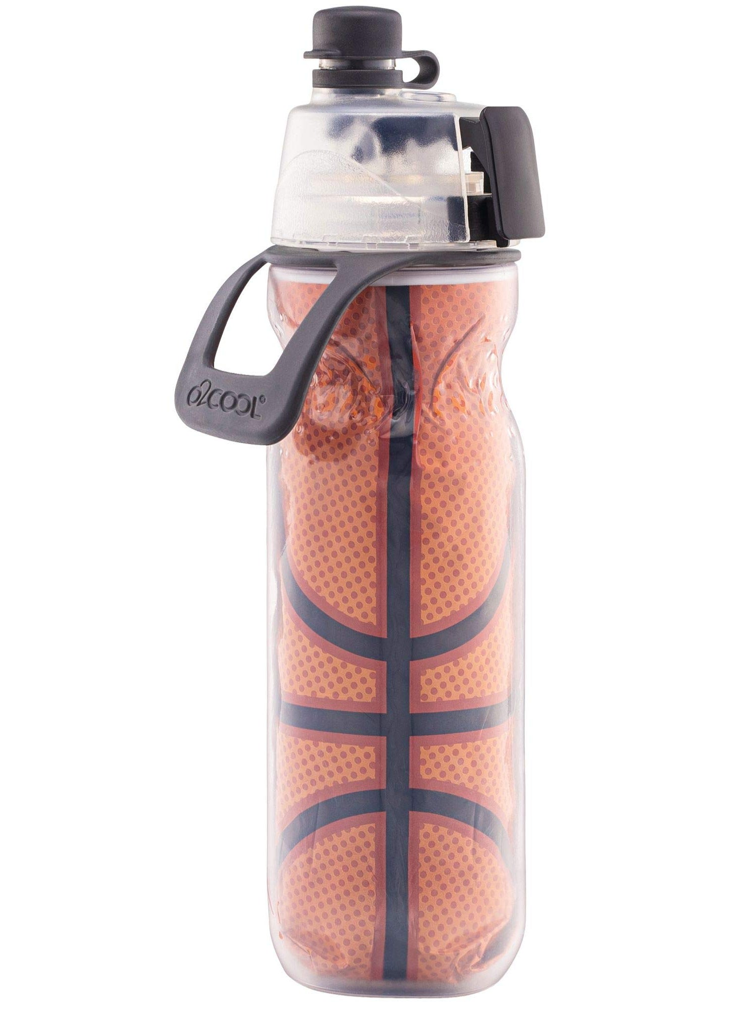 O2COOL O2COOL Mist N Sip Misting Water Bottle 2in1 Mist And Sip Function With No Leak Pull Top Spout Reusable Sports Water Bottle  20 oz Basketball 
