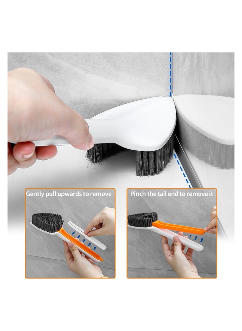 SYOSI - 2 PCS 3-in-1 Multi-Function Cleaning Brush, 2 Brushes and 1 Tweezer, Triangular Head Design with Long Handle for Bathroom Kitchen Sink Floor Crevice Stove Bottle - Image 1