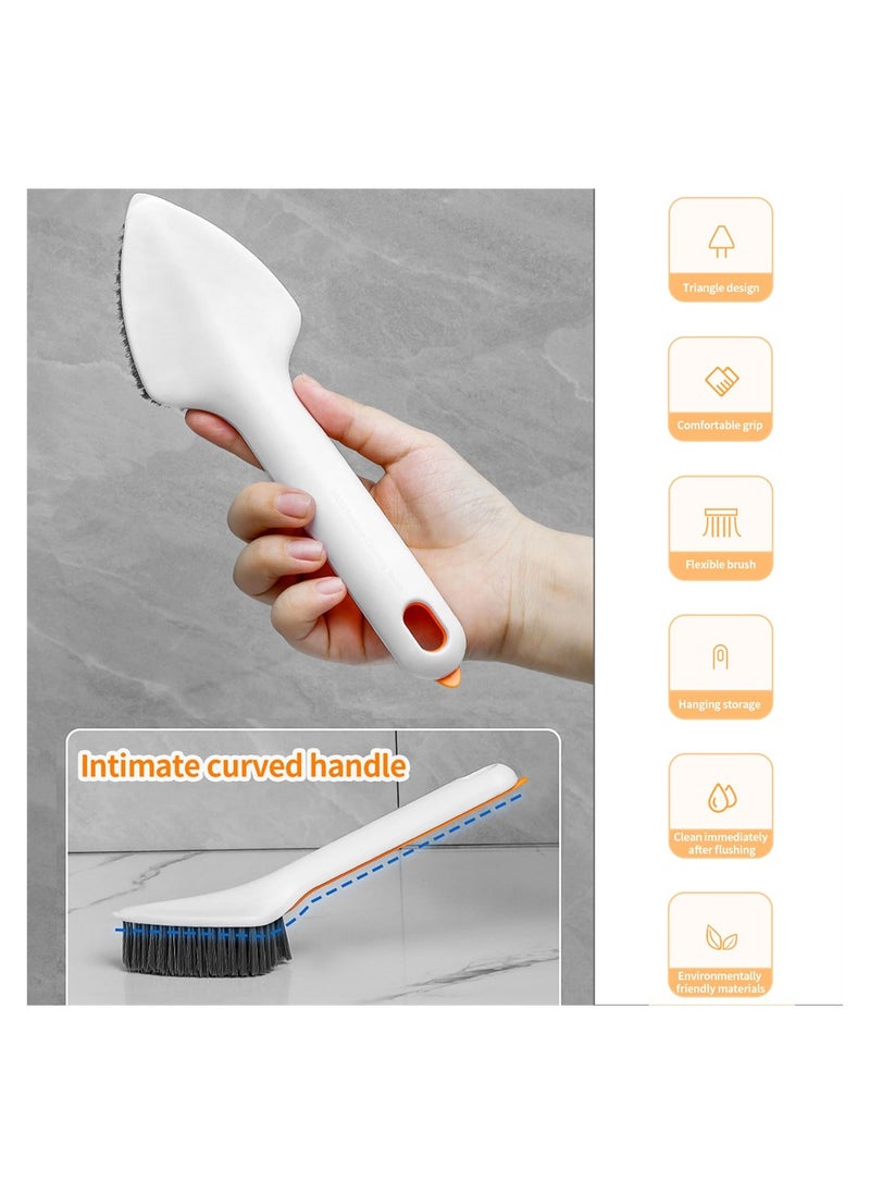 SYOSI - 2 PCS 3-in-1 Multi-Function Cleaning Brush, 2 Brushes and 1 Tweezer, Triangular Head Design with Long Handle for Bathroom Kitchen Sink Floor Crevice Stove Bottle - Image 1