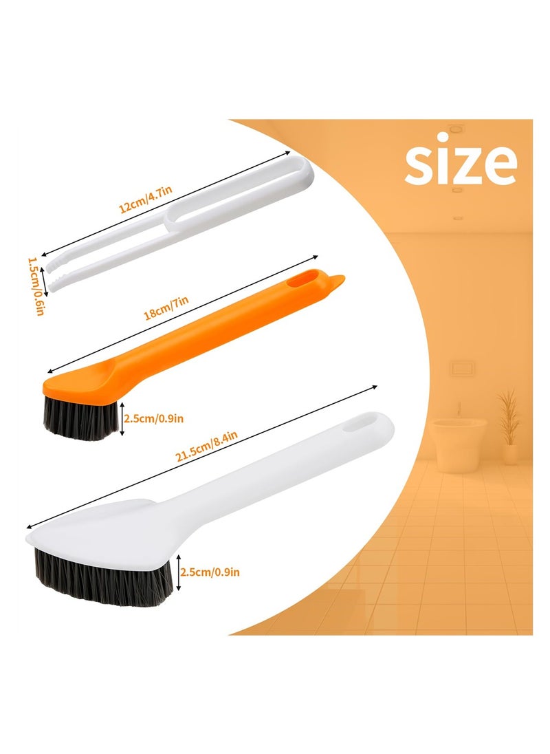 SYOSI - 2 PCS 3-in-1 Multi-Function Cleaning Brush, 2 Brushes and 1 Tweezer, Triangular Head Design with Long Handle for Bathroom Kitchen Sink Floor Crevice Stove Bottle - Image 1