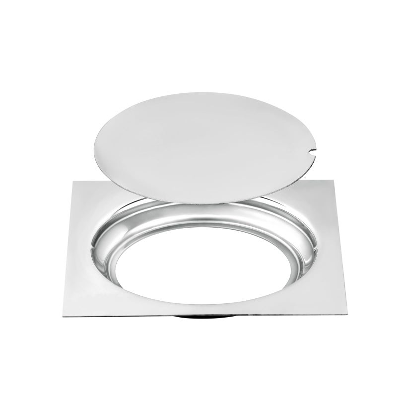 NEW WARE Square 5x5 Inch Stainless Steel Bathroom Jali/Trap Floor Drain with Chrome Finish Water Drain Grating - Image 1