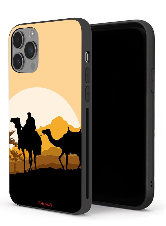 Tolwak Apple iPhone 14 Pro Max Protective Case Camels In Desert Art - Image 1