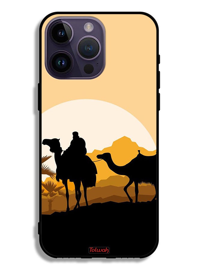 Tolwak Apple iPhone 14 Pro Max Protective Case Camels In Desert Art - Image 2