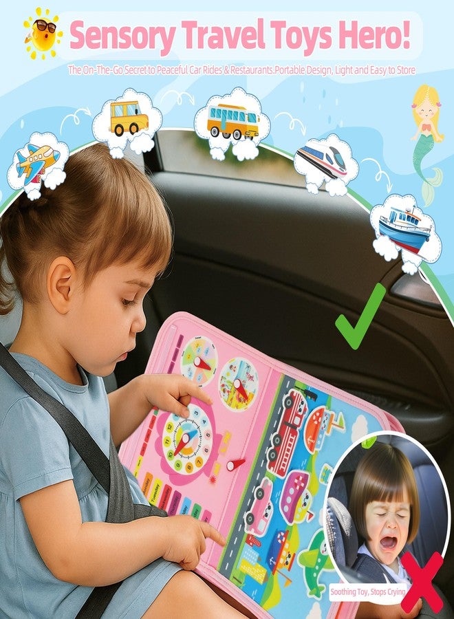 lucdnc Toddler Busy Board Montessori Toys for 3 Year Old Birthday Gifts for Kids 10 Pages in 1 Soft Felt Activity Book Develop Fine Skills Educational Learning Sensory Travel Toys for Airplane Car - Image 4