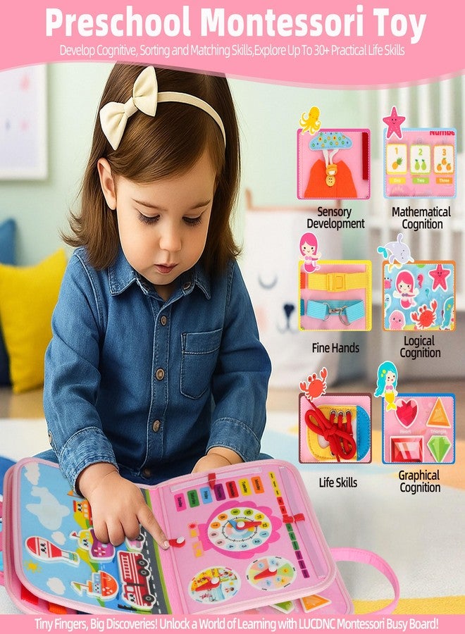 lucdnc Toddler Busy Board Montessori Toys for 3 Year Old Birthday Gifts for Kids 10 Pages in 1 Soft Felt Activity Book Develop Fine Skills Educational Learning Sensory Travel Toys for Airplane Car - Image 3