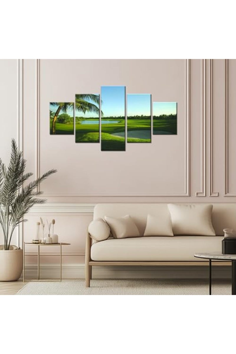 Artbrush Tower Wall Art Florida Golf Course Pictures Golf Club Wall Decor Office Decorations Posters Framed Paintings 5 Pieces Canvas Poster Prints Ready to Hang - Image 4