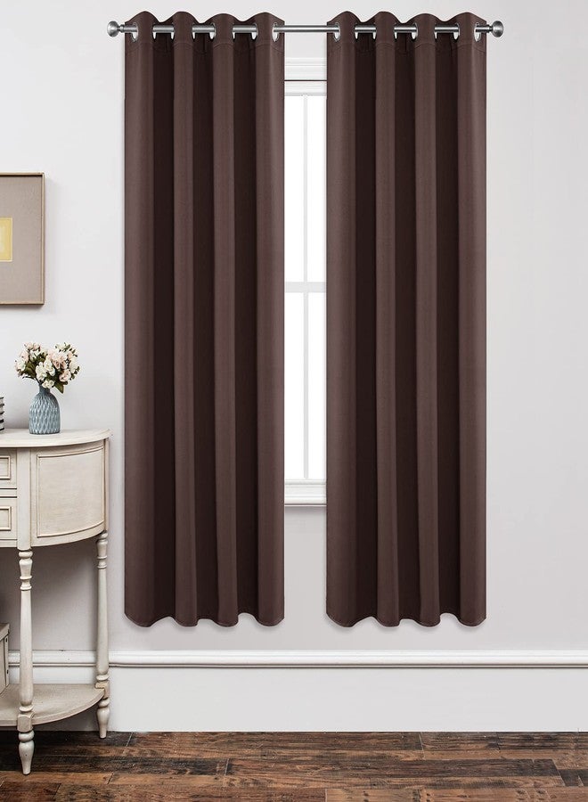 Joydeco Blackout Curtains 72 Inch Length 2 Panels Set, Thermal Insulated Long Curtains& Drapes 2 Burg, Room Darkening Grommet Curtains for Living Room Bedroom Window (W52 x L72 Inch, Chocolate) - Image 1