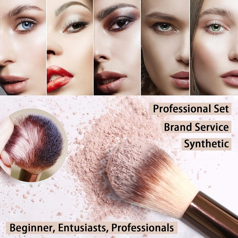 Raffaello ZOREYA Makeup Brushes, 15 Pcs Professional Premium Synthetic Brush Set, Foundation Powder Concealers Eye shadows Blush Makeup Brush Set (Champagne Gold) - Image 2