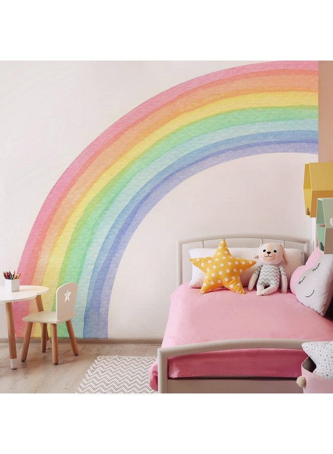 FUNLIFE Vinyl Large Rainbow Wall Mural Stickers Peel And Stick, Precut Giant Left Vibrant Half Watercolor Rainbow Wall Decals For Girls Bedroom Kids Nursery Room Playroom, 78.74" X 70.87" - Image 5
