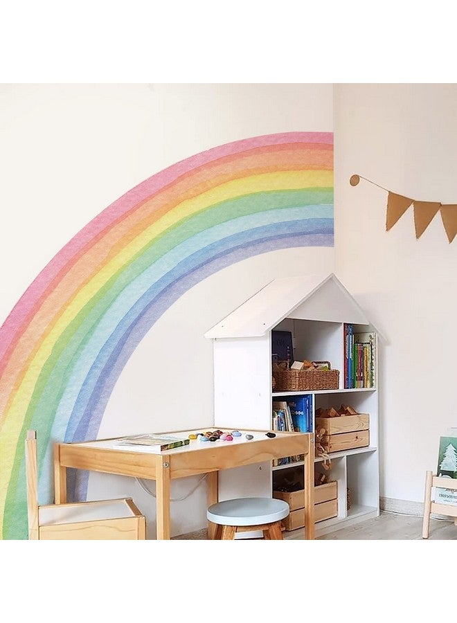 FUNLIFE Vinyl Large Rainbow Wall Mural Stickers Peel And Stick, Precut Giant Left Vibrant Half Watercolor Rainbow Wall Decals For Girls Bedroom Kids Nursery Room Playroom, 78.74" X 70.87" - Image 4