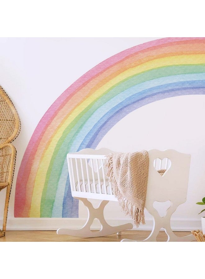 FUNLIFE Vinyl Large Rainbow Wall Mural Stickers Peel And Stick, Precut Giant Left Vibrant Half Watercolor Rainbow Wall Decals For Girls Bedroom Kids Nursery Room Playroom, 78.74" X 70.87" - Image 1