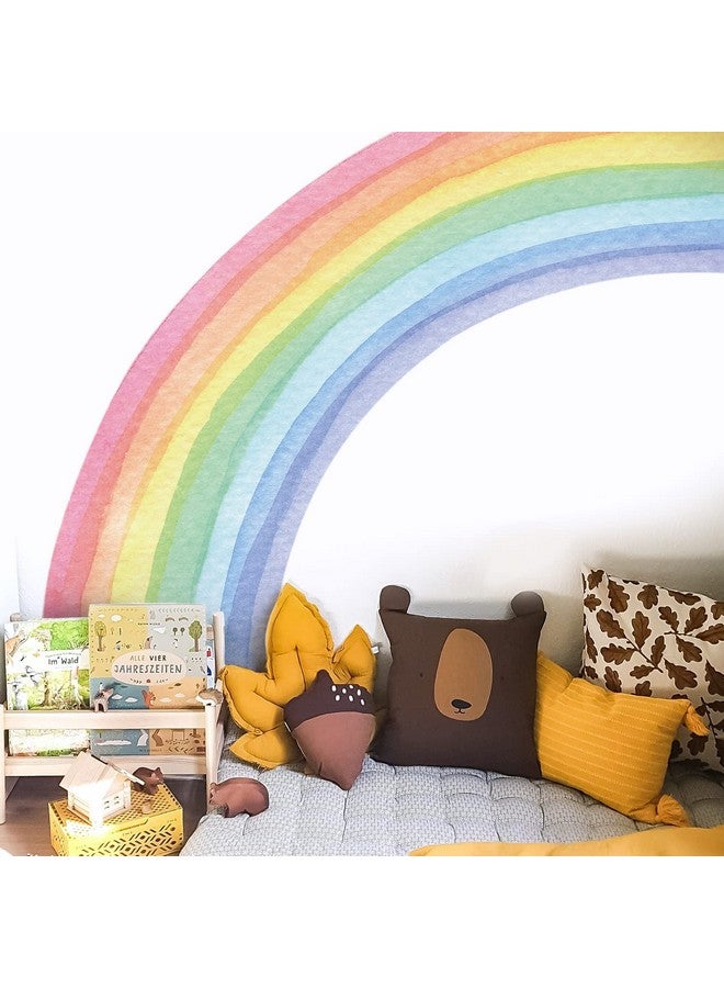 FUNLIFE Vinyl Large Rainbow Wall Mural Stickers Peel And Stick, Precut Giant Left Vibrant Half Watercolor Rainbow Wall Decals For Girls Bedroom Kids Nursery Room Playroom, 78.74" X 70.87" - Image 3