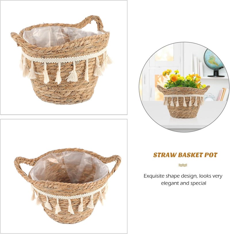 Alasum Handwoven Small Straw Weaving Storage Basket Practical Woven Storage Box Home Organization Decoration - Image 3
