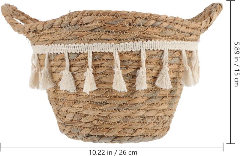 Alasum Handwoven Small Straw Weaving Storage Basket Practical Woven Storage Box Home Organization Decoration - Image 2