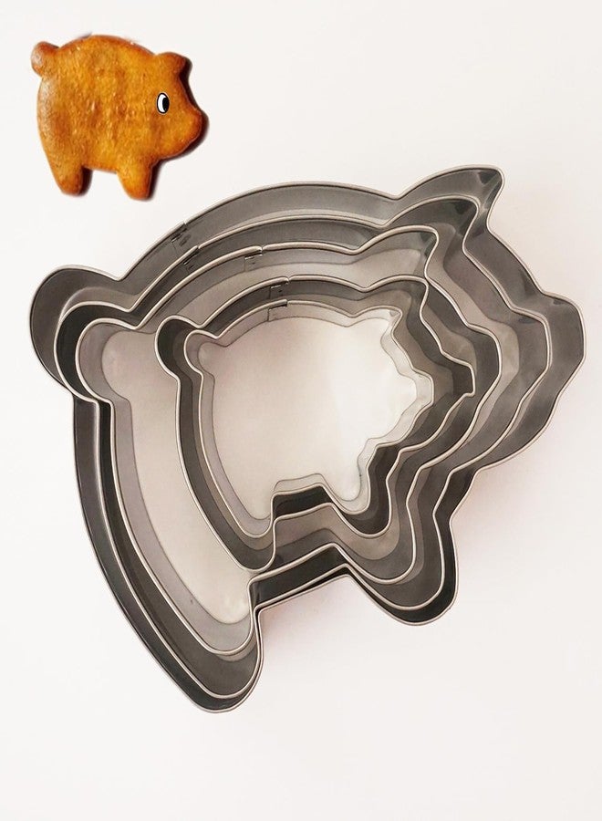 Heluok Pig Cookie Cutter, Large Mexican Gingerbread Piggy Marranitos Cookie Cutters, Metal Piggy Cookies Mold, Puerquitos Cookie Shape - 5 Sizes, 4.5"/ 3.8"/ 3.3"/ 2.5" /1.9" - Image 1