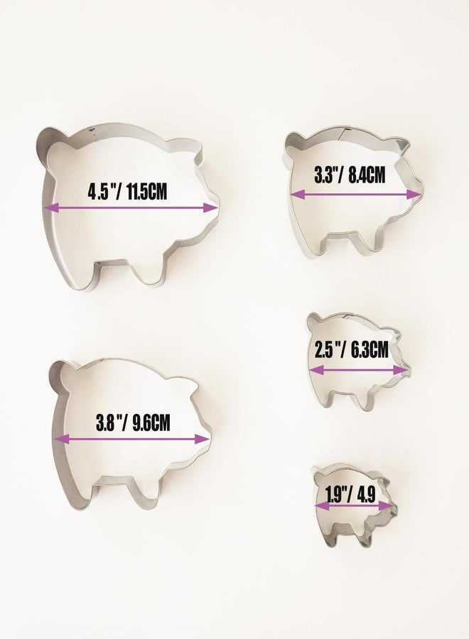 Heluok Pig Cookie Cutter, Large Mexican Gingerbread Piggy Marranitos Cookie Cutters, Metal Piggy Cookies Mold, Puerquitos Cookie Shape - 5 Sizes, 4.5"/ 3.8"/ 3.3"/ 2.5" /1.9" - Image 2