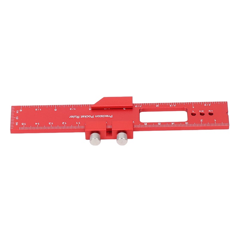 6 Inch Woodworking Ruler Adjustable Sliding Stop Aluminum Alloy Pocket Ruler for Marking Locating Measuring - Image 3