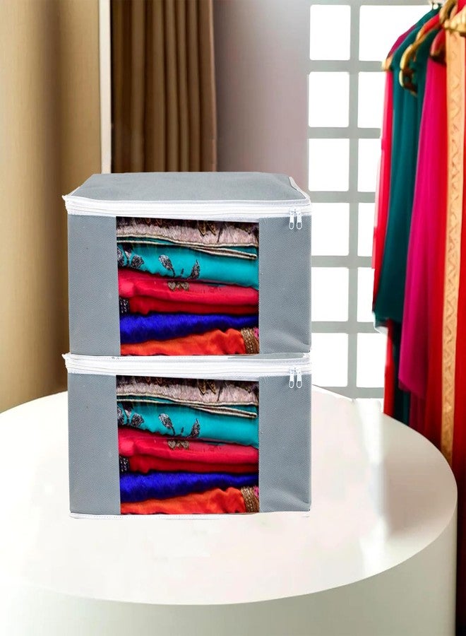 SHAPING FABRIC طقم غطاء ساري من قماش التشكيل، مكون من قطعتين، منظم ملابس من قماش غير منسوج للخزانة مع نافذة شفافة وحقيبة تخزين ملابس بسحاب مزدوج، غطاء ملابس SF_XL_SC_CC_XPID1598426731598480 - Image 1