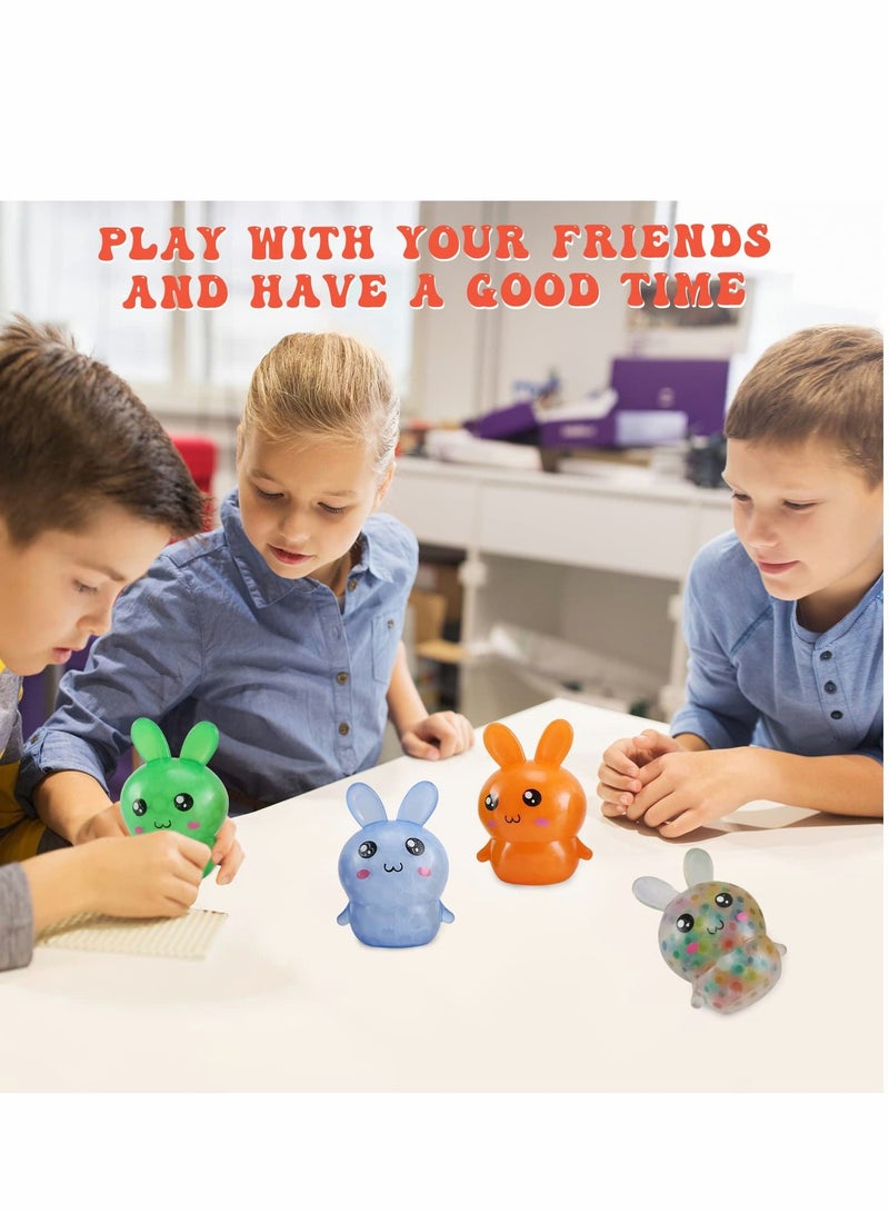KASTWAVE Stress Balls Toy Sensory Balls 4 Pack Bunny Stress Balls Toy for Kids Girls Rabbit Sensory Balls Relief Hand Fidget Toys Filled with Water Beads to Relax Party Favor for Children - Image 4
