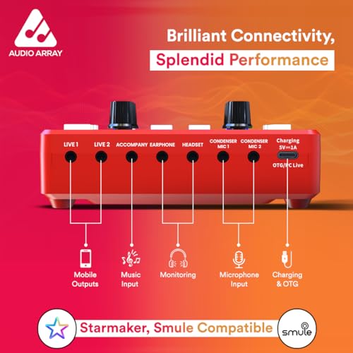 Audio Array AI-11 USB Bluetooth Soundcard, 1Ch Mixer, Audio Interface | 2 Condenser In, 2 Out |2 Live Out+1 Accompany In | OTG for mobile and PC/MAC | Effects | Streaming, Podcasting, Gaming, Singing - Image 2