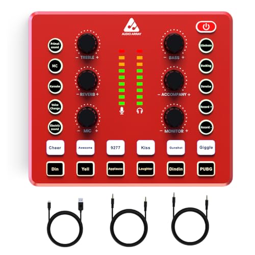 Audio Array AI-11 USB Bluetooth Soundcard, 1Ch Mixer, Audio Interface | 2 Condenser In, 2 Out |2 Live Out+1 Accompany In | OTG for mobile and PC/MAC | Effects | Streaming, Podcasting, Gaming, Singing - Image 1