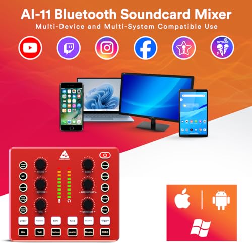 Audio Array AI-11 USB Bluetooth Soundcard, 1Ch Mixer, Audio Interface | 2 Condenser In, 2 Out |2 Live Out+1 Accompany In | OTG for mobile and PC/MAC | Effects | Streaming, Podcasting, Gaming, Singing - Image 4
