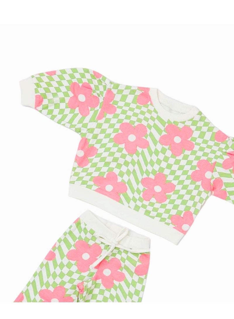 AIKO-Girls Sweat Top and Jogger Set with Floral Print 
-11-12Y - Image 2