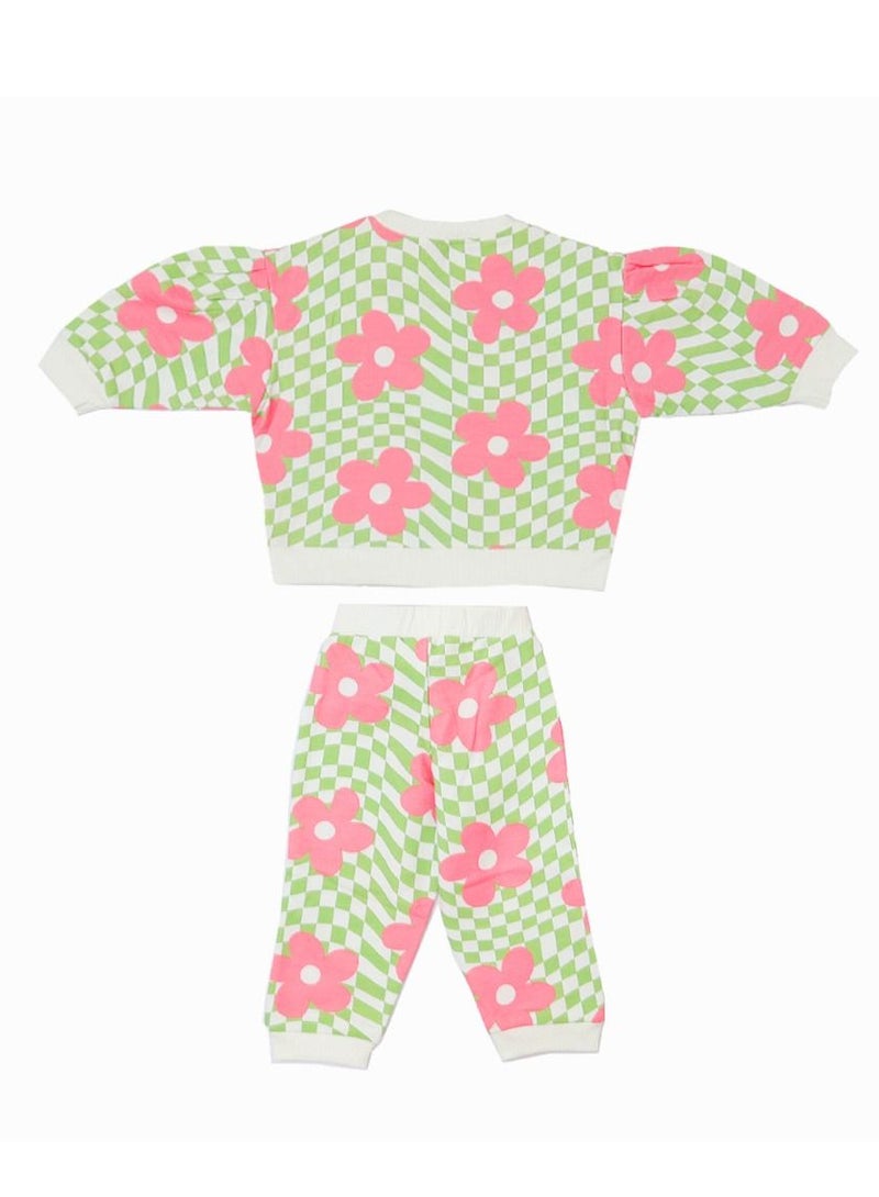 AIKO-Girls Sweat Top and Jogger Set with Floral Print 
-11-12Y - Image 3