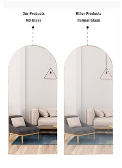 Merry Moments Modern Full Length Mirror Standing Hanging or Leaning Against Wall Floor Mirror Dressing Mirror Wall-Mounted Mirror Thin Frame White 60x165cm Oval Top Rounded Corner  - Image 3
