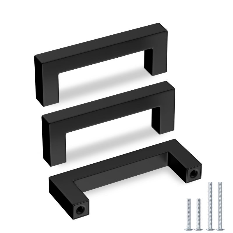 Goldenwarm 5 Pack Black Cabinet Pulls 3 inch Drawer Pulls Kitchen Cabinet Handles Black Dresser Stainless Steel Modern Hardware