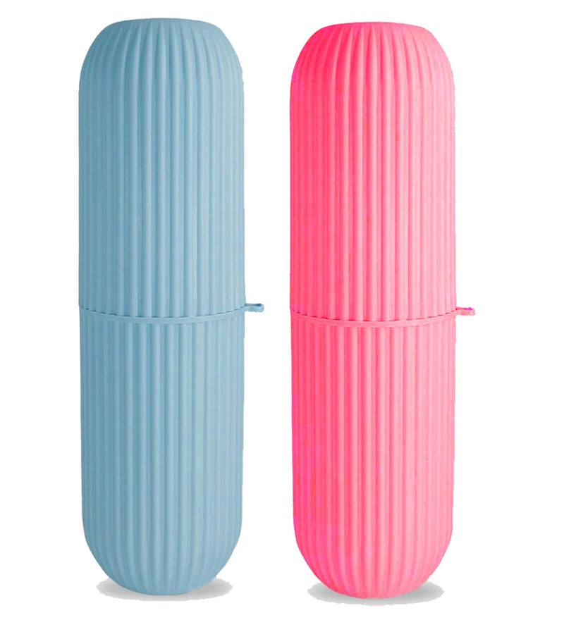 Raxon Innovation Capsule Shape Travel Toothbrush Toothpaste Case Holder Portable Toothbrush Storage Plastic Toothbrush Holder (Size:-20cmX6cmX7) (Pack of 2) - Image 1